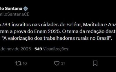 Tema da redação do Enem 2025 na Grande Belém é ‘A valorização dos trabalhadores rurais no Brasil’
