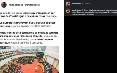 Anielle Franco diz que Governo Federal estuda medidas contra lei que acaba com cotas raciais em universidades de SC