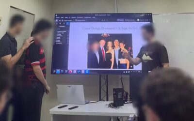 Alunos do ITA projetam jogo em que garota de 15 anos foge de 6 homens em ilha; apresentação teve foto de Epstein